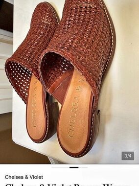 Chelsea & Violet Brown Woven Slide Mules